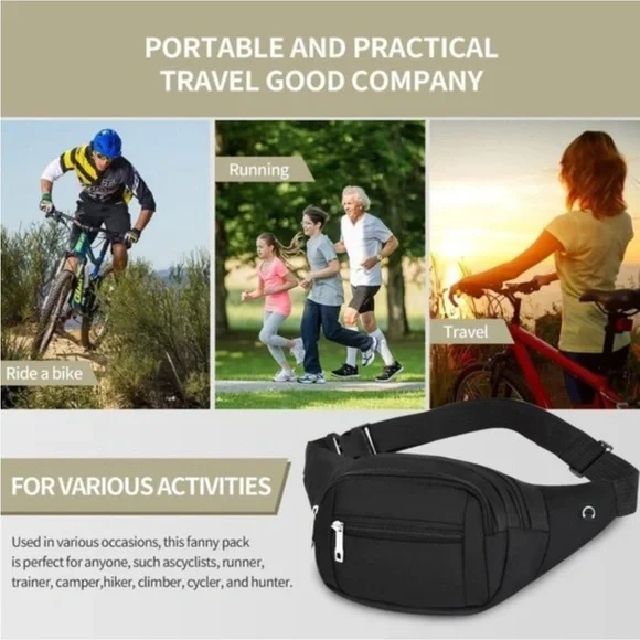 𝅺crossbody Fanny Pack Adjustable Strap Black Pure